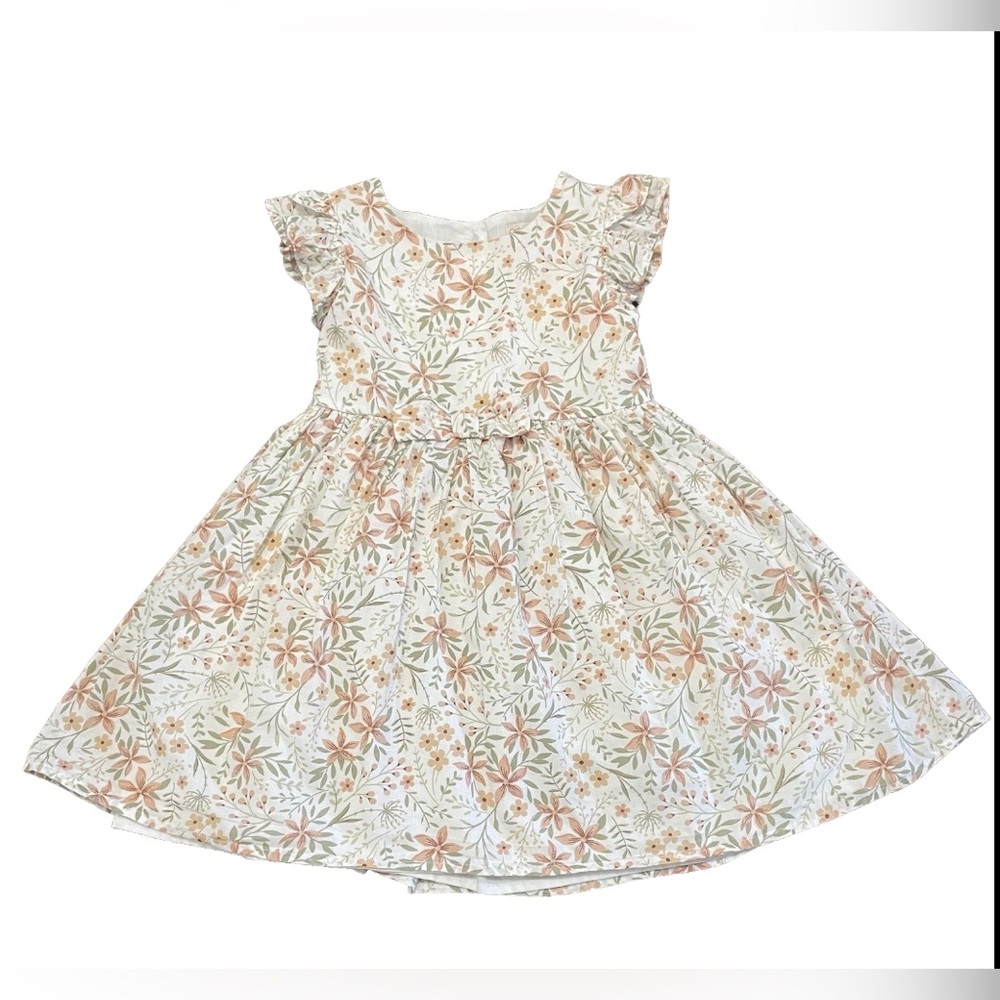Catherine Malandrino Girls 4T Floral Ruffle Dress Spring Summer Boho Sage Green